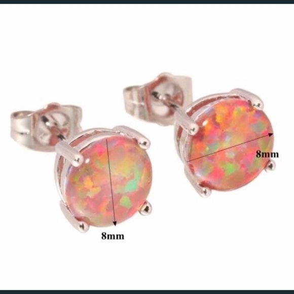 Orange fire Opal studs - Picture 3 of 4